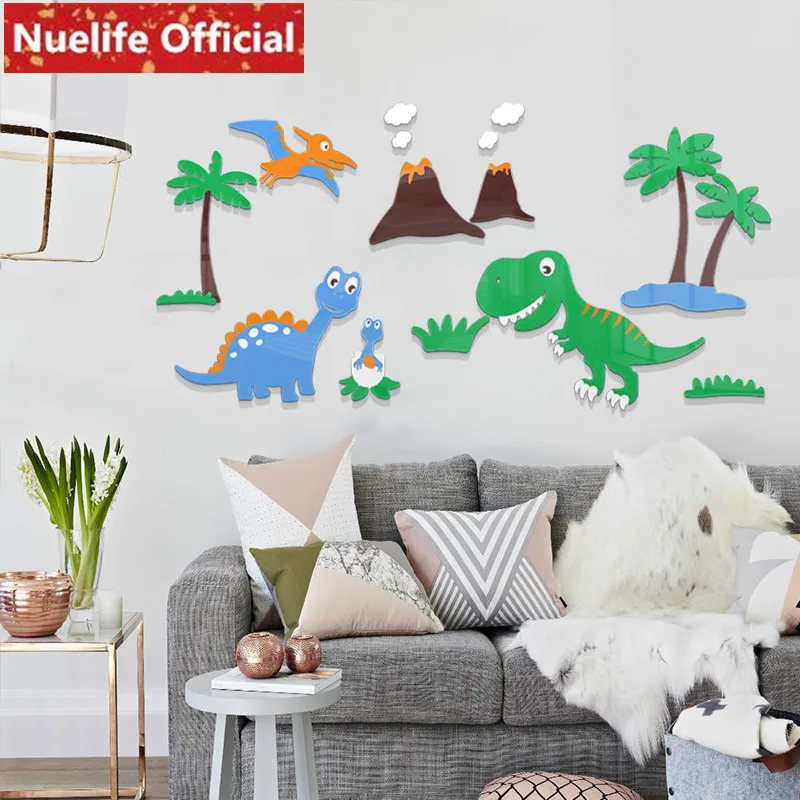 Colorful dinosaur park design acrylic stickers living room bedroom kids baby kindergarten background wall N4 | Дом и сад