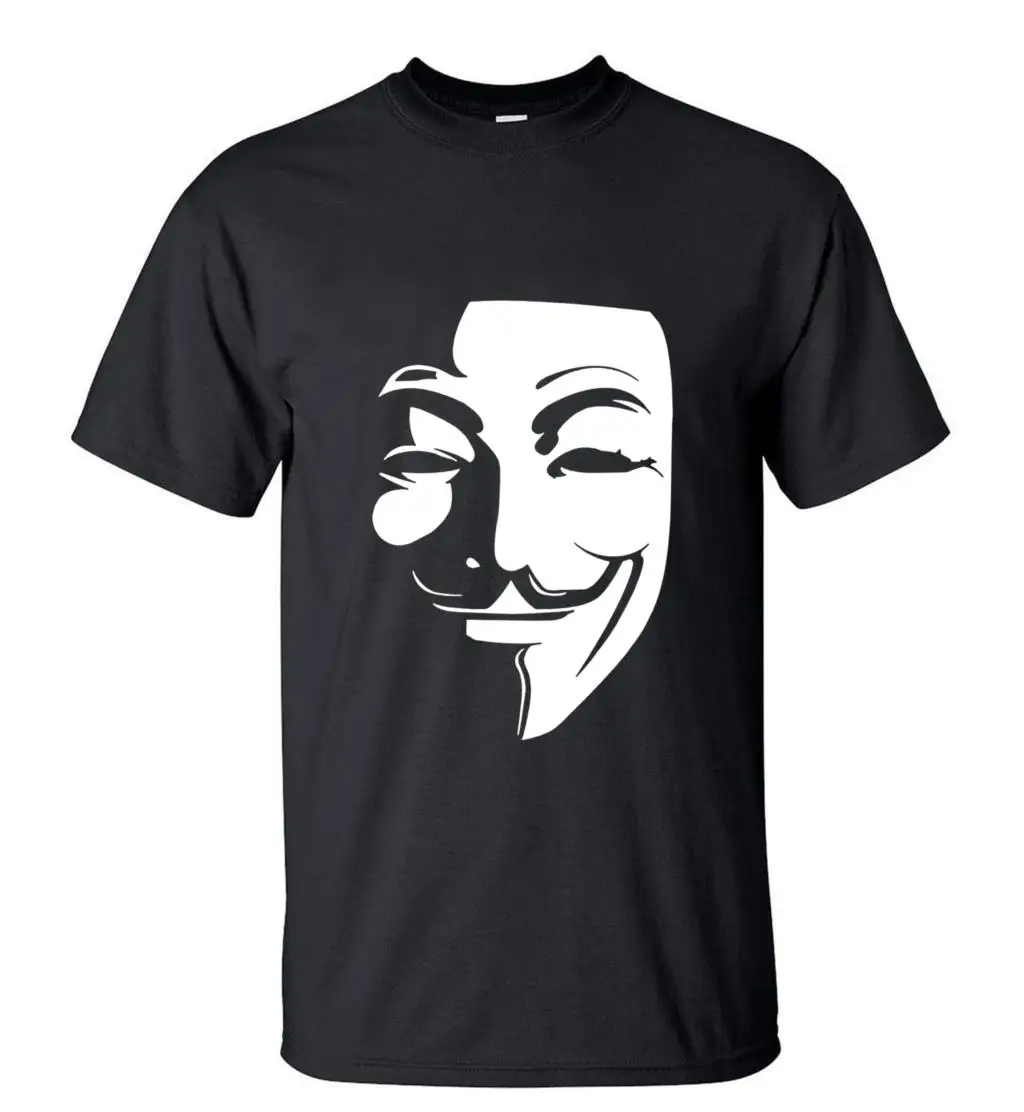 Мужская футболка с круглым вырезом V for Vendetta Повседневная модная из 100% хлопка