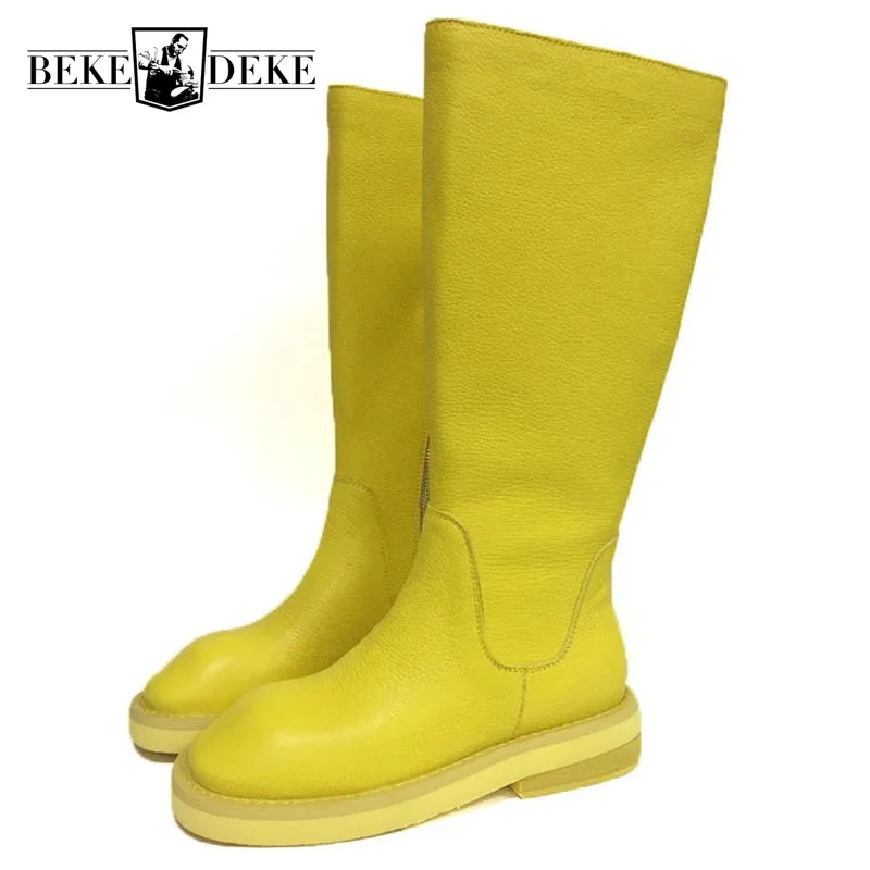 

Top Quality Women Winter Fleece Lining Knee High Snow Boots Round Toe Med Heel Motorcycle Riding Boots Cow Genuine Leather Shoes