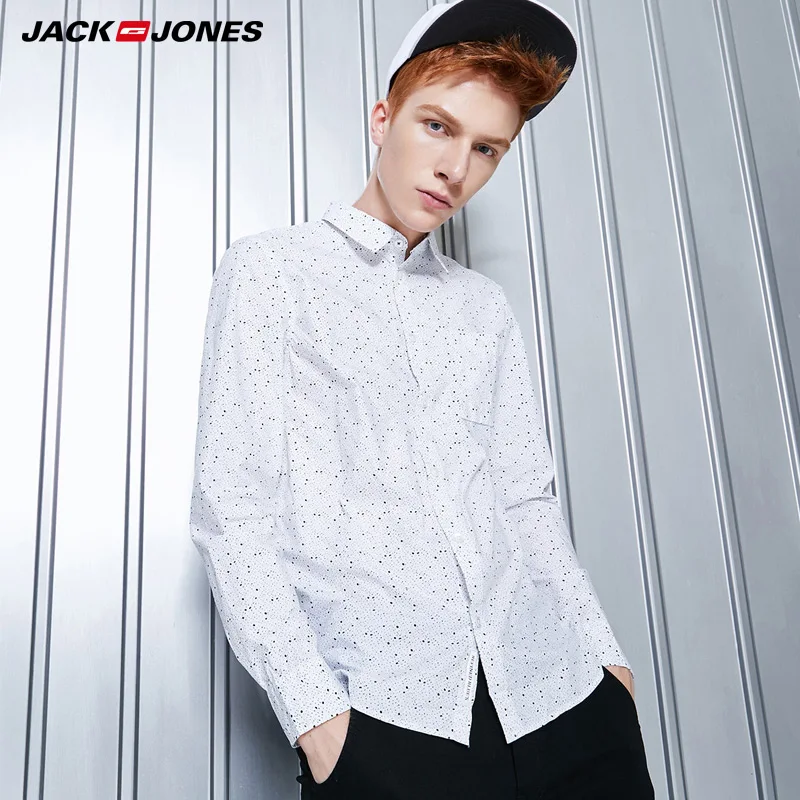 Jack&Jones Бренд 2018 Новинка Мужская Рубашка Длинная Блузка с Хлопка 100% Кардиган