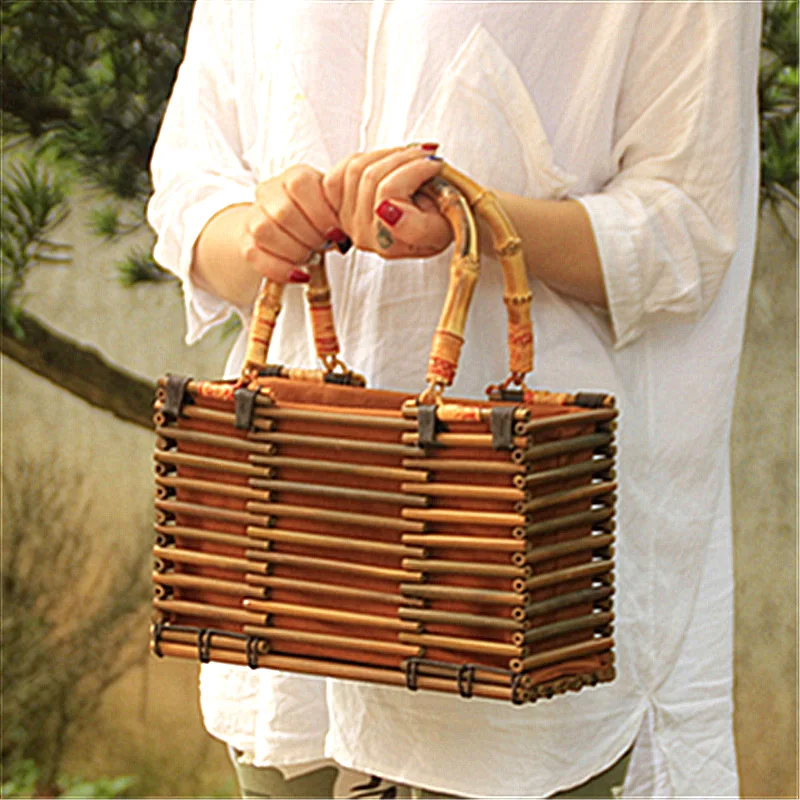 2019 Роскошные Дизайнерские пляжные сумки маленькая модная бамбуковая сумка