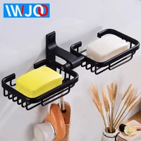 soap holder shower aluminum black double soap dish storage holder wall mounted bathroom accessories soap dishes box with hook
