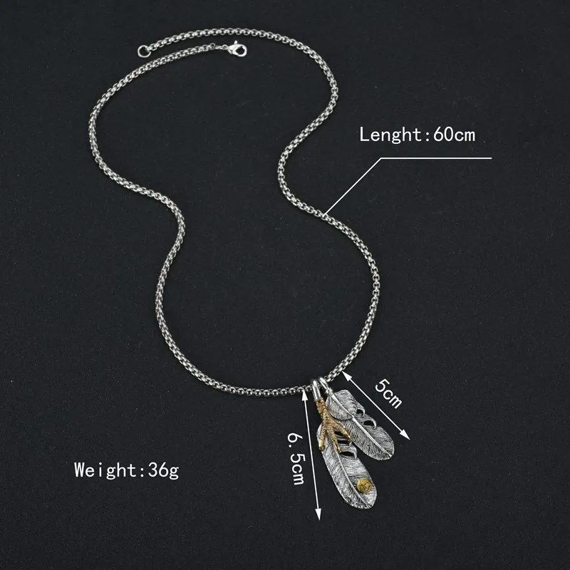 Ожерелье из титановой стали с подвеской в виде золотого пера|necklace boy|steel necklacefashion