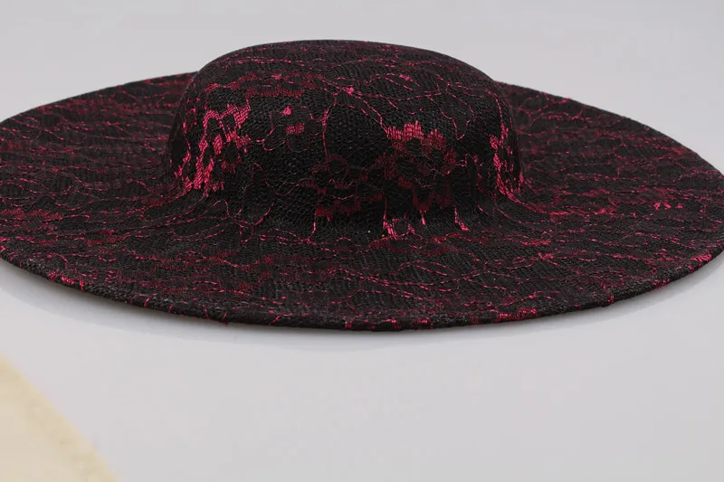Новое поступление 30 см цвета слоновой кости большой размер millinery имитация SINAMAY вуалетки база с кружевами Коктейльные Вечерние шляпы DIY аксессуары для волос - Цвет: Бургундия