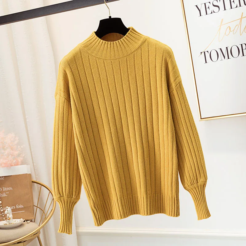 OHRYIYIE Casual Loose Autumn Winter Knit Sweater for Women Long Sleeve Half Turtleneck Knitted Sweaters and Pullovers Jumper | Женская