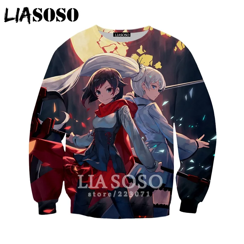 1 LIASOSO Осень Новые мужские и женские модные толстовки 3D принт Аниме RWBY Толстовка длинный рукав хип хоп Harajuku пуловер B012-19 - Цвет: 1