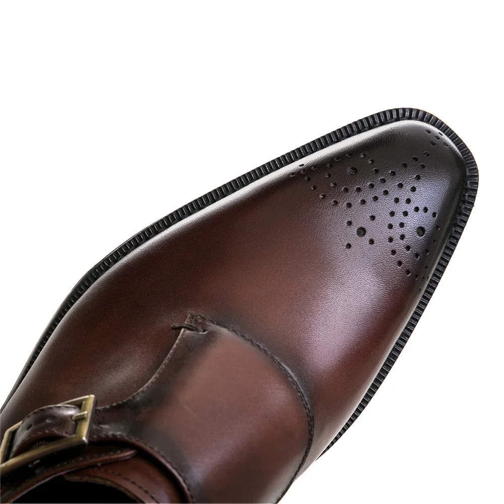 Goodyear Welt/коричневые/черные модельные туфли на выпускной для мальчиков; деловые туфли из натуральной кожи с ремешками; мужские туфли для жениха
