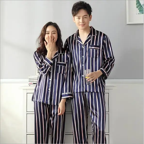 Пижама для пар в полоску весна осень Q770|couples pajamas|sleepwear setsleep clothes |