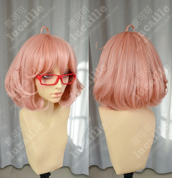 Kiukai no Kanata Mirai Kuriyama короткие оранжевые розовые термостойкие волосы косплей костюм парик+ красные очки на выбор