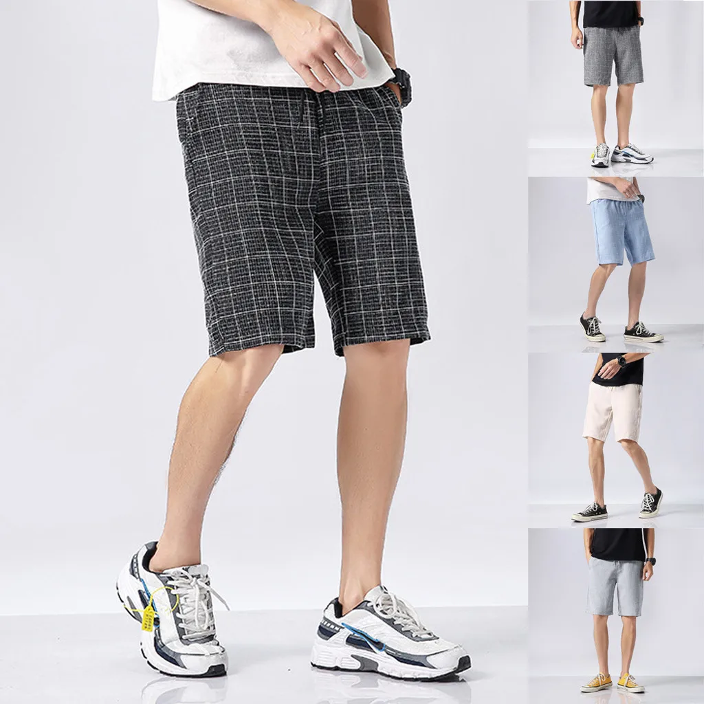 Новинка большие размеры клетчатые хлопковые шорты мужские повседневные