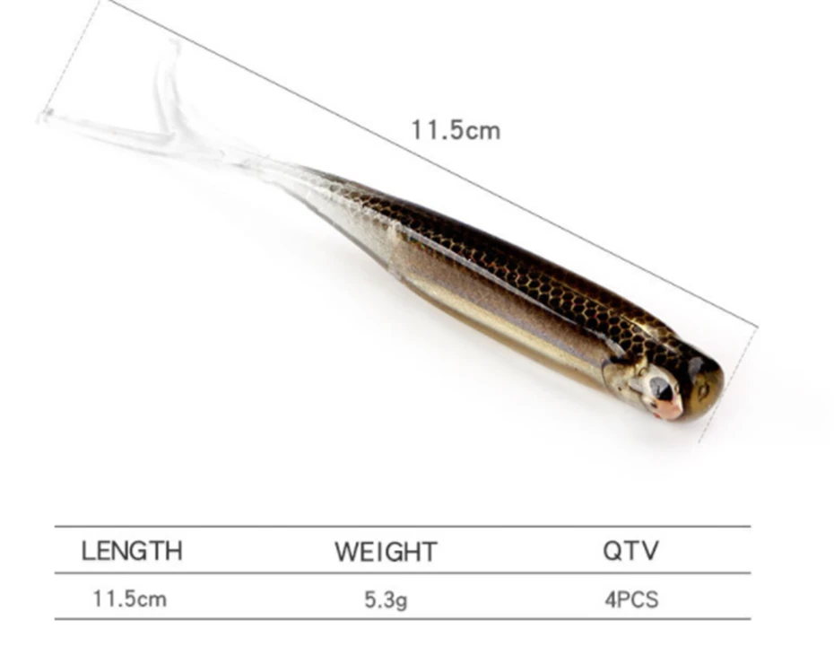 YINGTOUMAN 2 комплекта (4 шт.)/партия 11 5 см многоцветная рыболовная приманка вилка