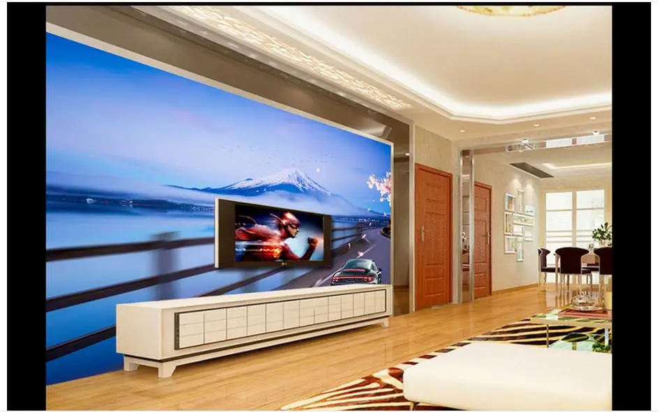 3D обои-фрески для стен 3D красивые пейзажи HD, роскошные спортивные автомобили, декоративные фоновые изображения на стене.