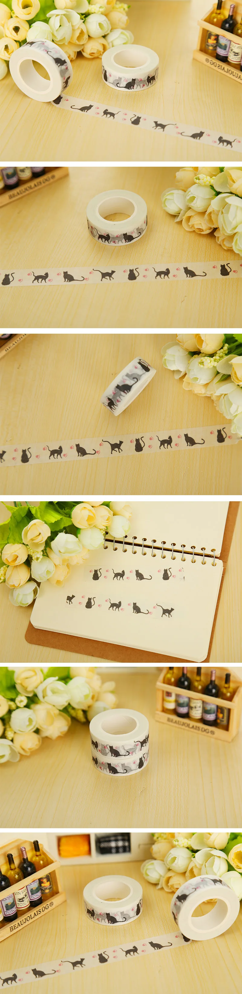 1,5 см* 10 м Hallowmas Cat Васи клейкие ленты DIY украшения Скрапбукинг планировщик маскирования клейкие ленты кавайная клейкая лента канцелярские
