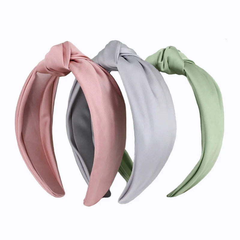 Оптовая продажа простая универсальная лента для волос из сатина и шелка повязка