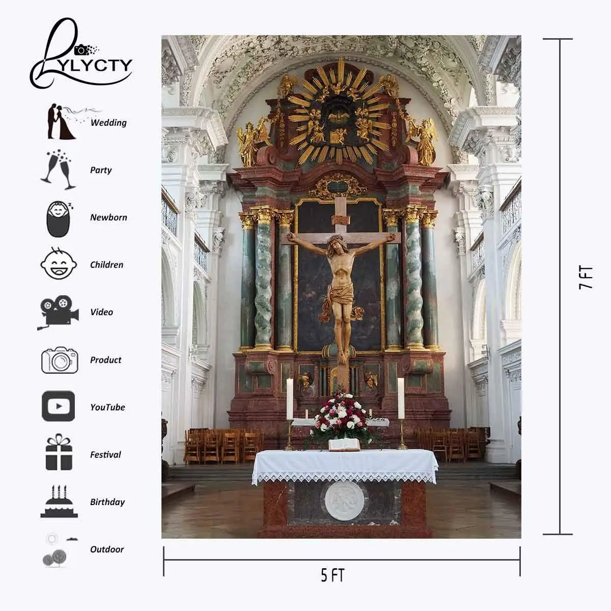 5x7ft Photography Backdrop Christian Church Interior Scene Background Studio Props | Электроника