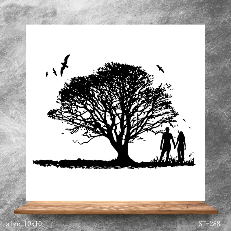 

ZhuoAng Big Tree Lovers Bird Clear Stamps/Silicone Transparent Seals for DIY scrapbooking photo album Clear Stamps 10*10cm