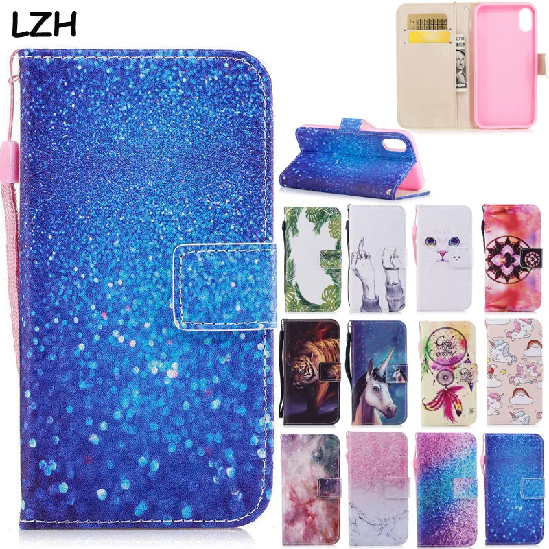 Чехол книжка из искусственной кожи с мраморным рисунком для Apple iPhone X чехол кошкой