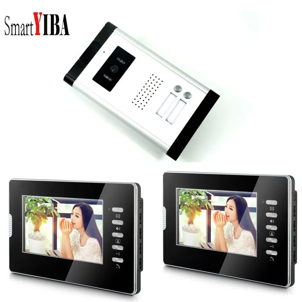 V70DL5201V2 SmartYIBA 2 квартиры/семья видео домофон системы 1 дверной Звонок камера с 2 кнопками 2 монитора водонепроницаемый - Цвет: V70DL5201V2