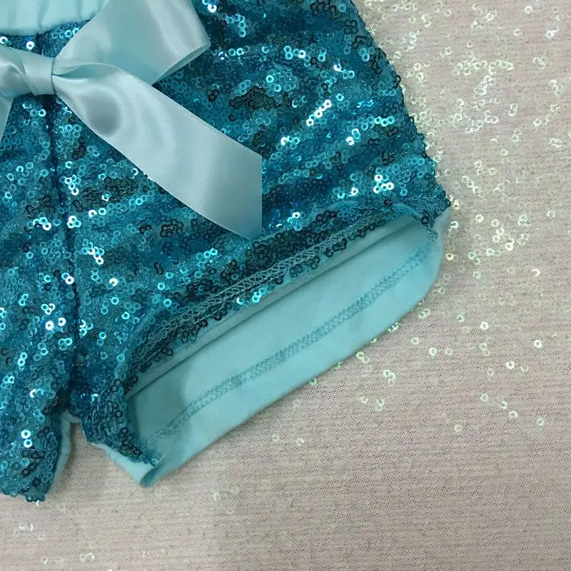 Мятные блестящие шорты aqua teal для девочек с блестками малышей Синие Блестящие на