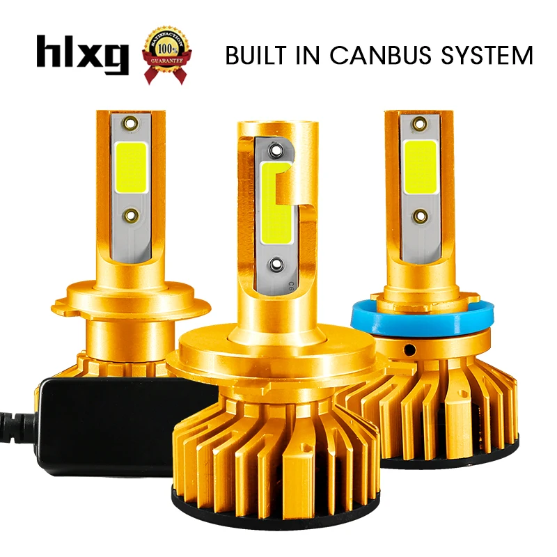 Hlxg 12 В H7 турбо светодиодные фары H11 Canbus Led H4 Авто H1 H3 9005 9006 H8 H9 HB3 HB4 противотуманные фары 6000 К ледяные лампы без ошибок