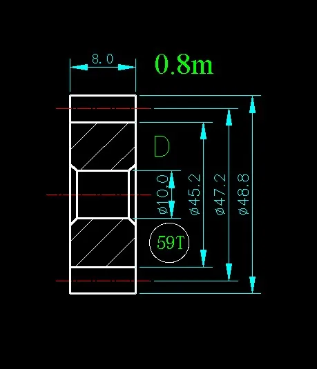 

0.8m 59T/Hole 5mm 6mm 8mm 10mm/width 8mm/For Meat Grinder Parts etc.