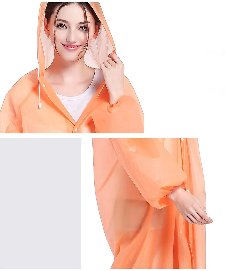 Длинный женский и мужской прозрачный дождевик из ЭВА водонепроницаемый плащ для