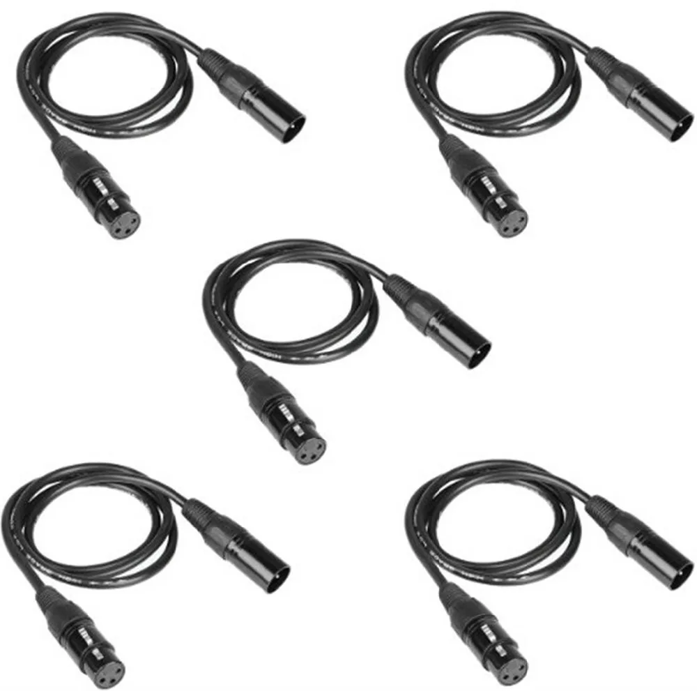 

5PCS 6.5ft /2m long xlr dmx 512 Cable dmx 3Pin True Dmx Cable male to female for dmx stage moving led laser lights