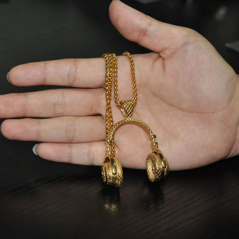 Спортивная гарнитура в стиле панк золотого цвета из титановой нержавеющей стали