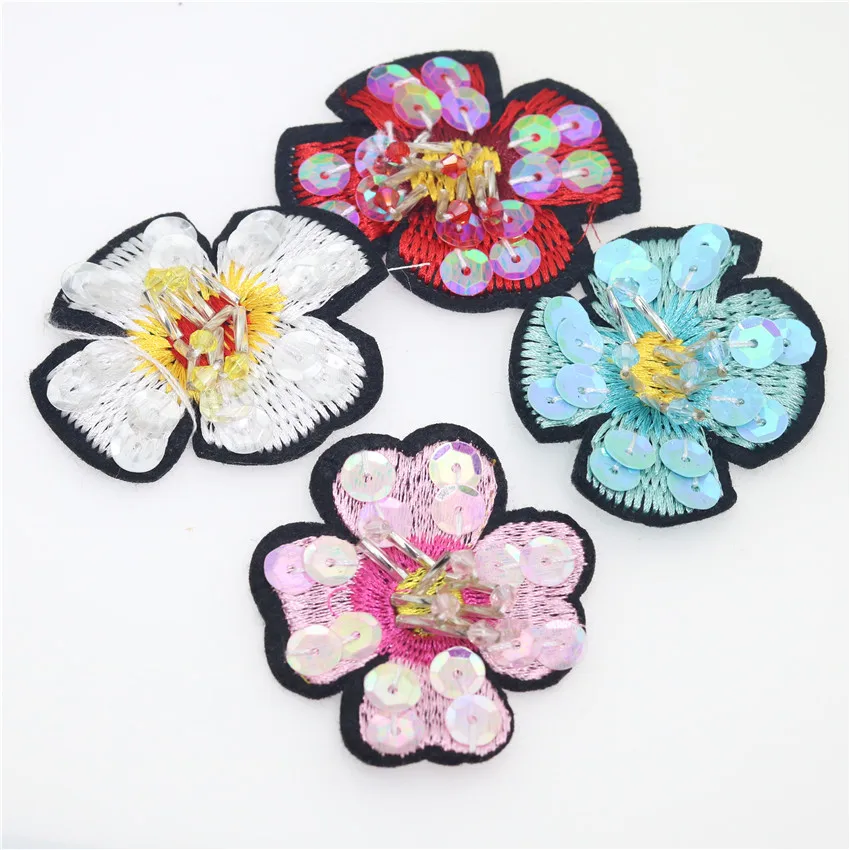 flower handmade crystal rhinestones applique beaded sequins flowers Fancy tassels clothing accessories sew or glue 4pcs H138 | Дом и сад
