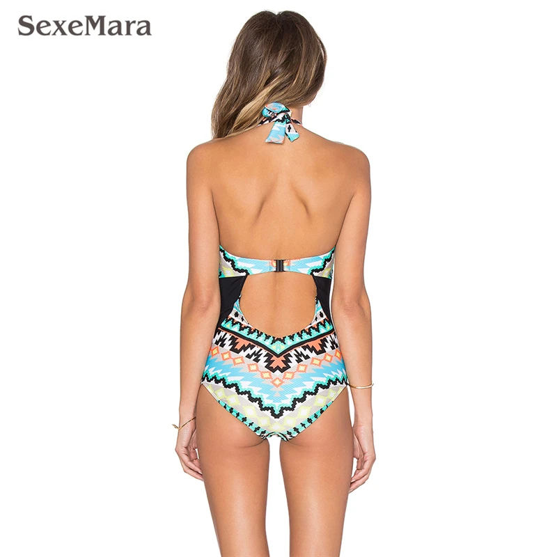 Женский купальный костюм с открытой спиной 1 шт. сексуальный принтом на