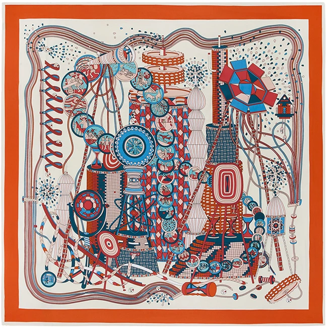 Женский квадратный шарф из 100% шелка с цветочным принтом Шелковый платок