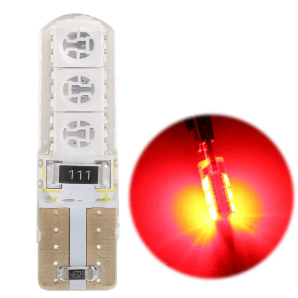 1X 12В T10 W5W силикагель 5050 6SMD 168 автомобильный красный светильник s светодиодный