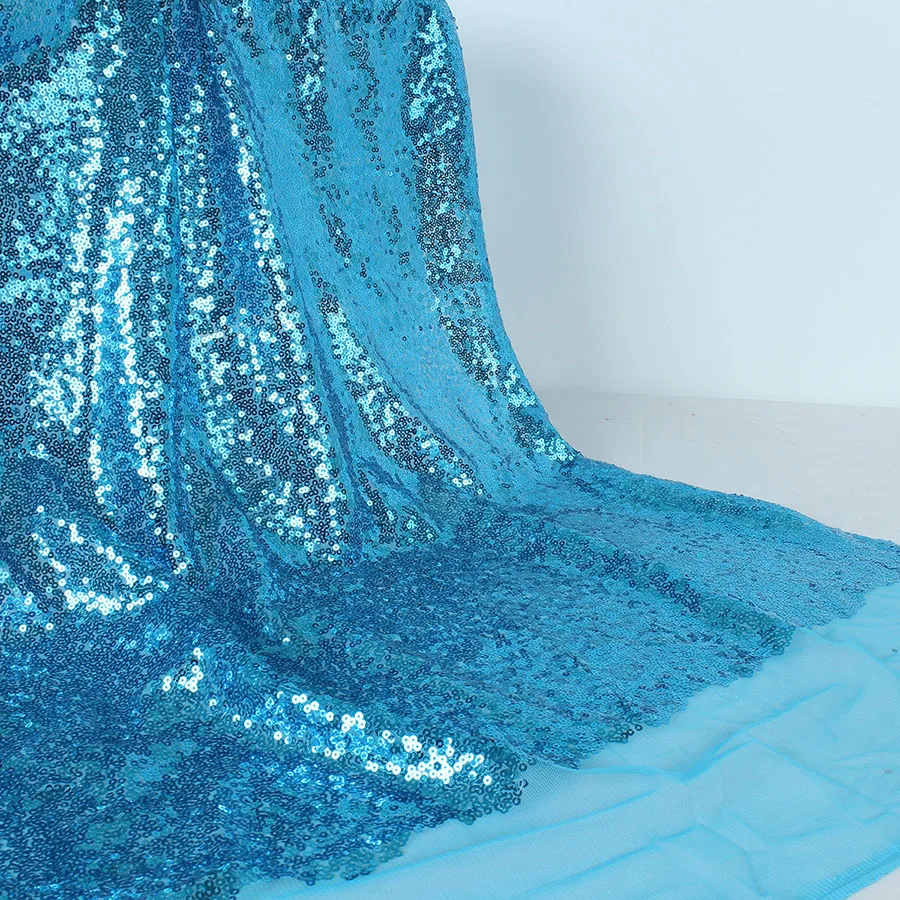 Teal blue Блестящая ткань с вышивкой из блесток, блестящая ткань золотого и серебряного цвета, свадебная одежда, вечерние покрывала для стола, декор для двора - Цвет: Teal blue