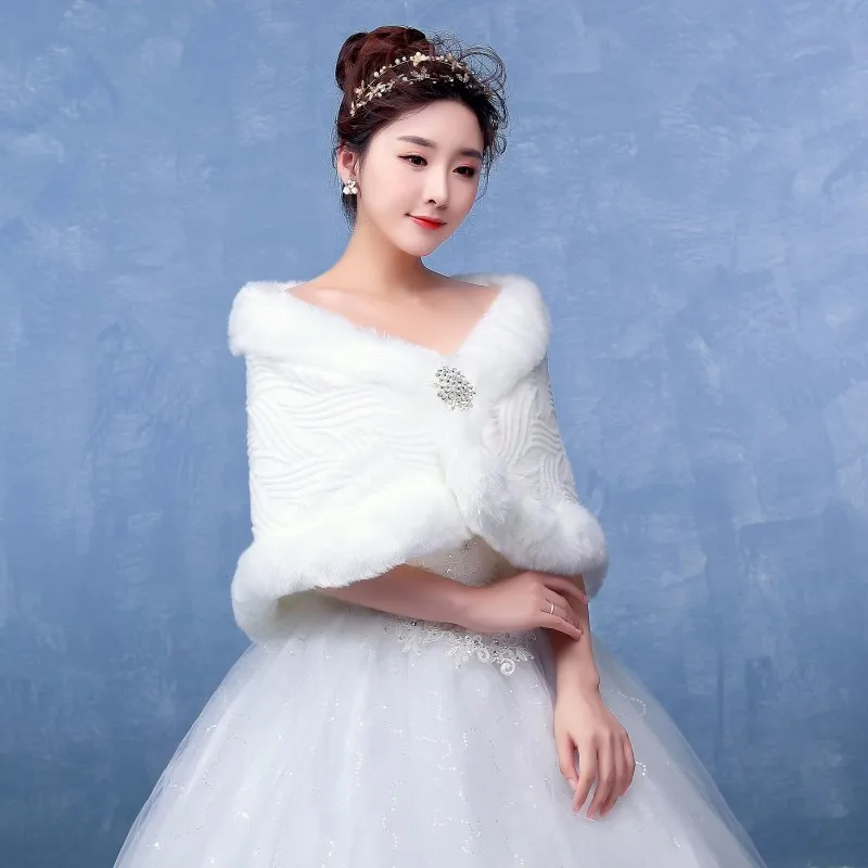 Красивые Теплые Зимние Женщины Свадебный Платок Невесты Wrap Кабо Искусственного