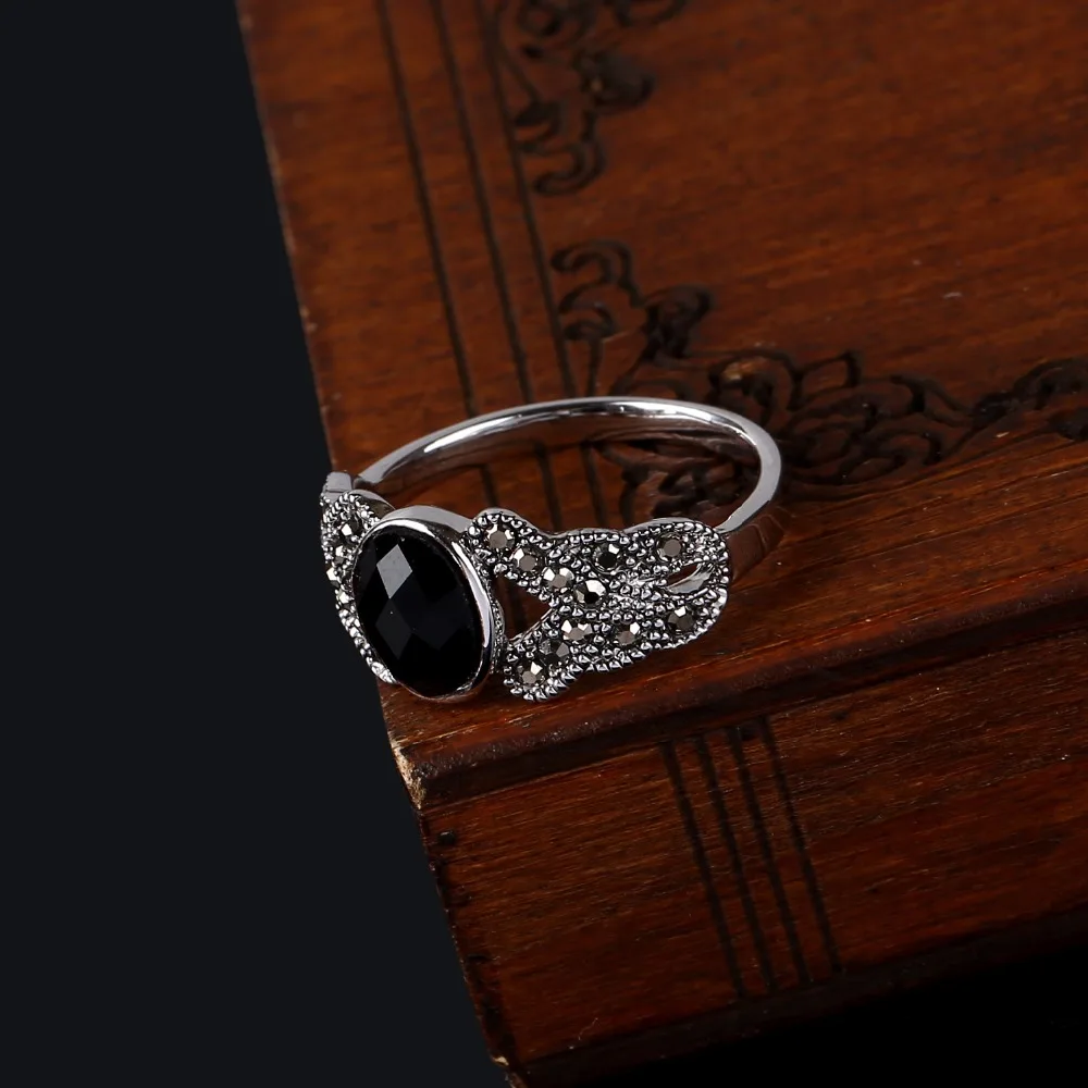 K's Gadgets винтажные черные кольца ювелирные изделия Оникс Камень палец кольцо