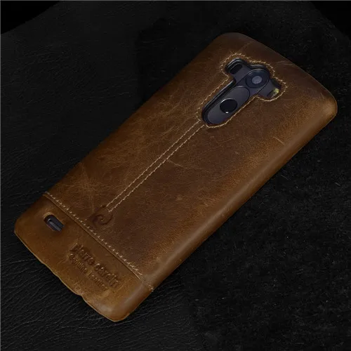 Чехол из натуральной кожи Pierre Cardin для LG G4 G5 G6 G7 ThinQ V30 V20, роскошный классический чехол для телефона с защитой от падения - Цвет: Brown