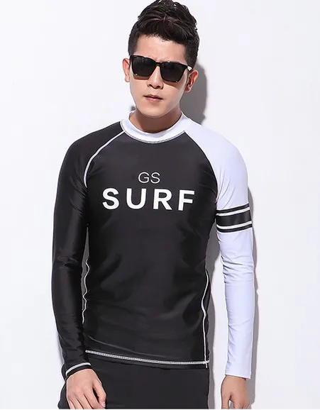Мужская гидрокостюм с длинным рукавом белая и черная рубашка для серфинга