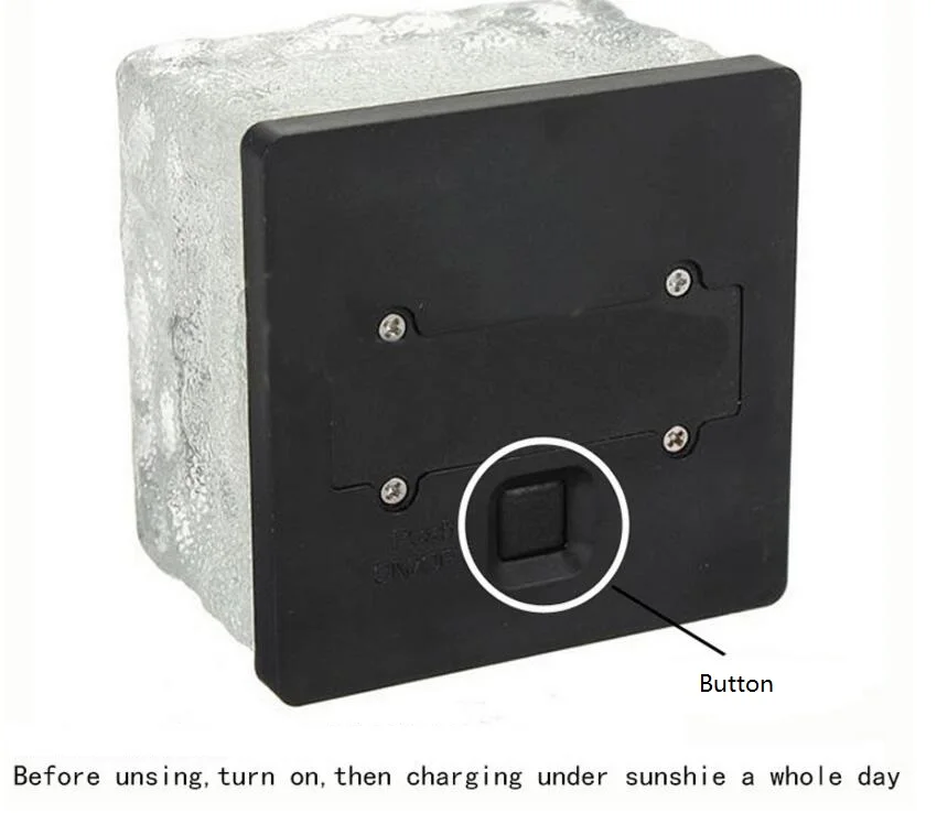 구매 10 개/몫 태양 전원 LED 지상 크리스탈 유리 얼음 벽돌 모양 야외 마당 정원 빛 풍경 지하 램프