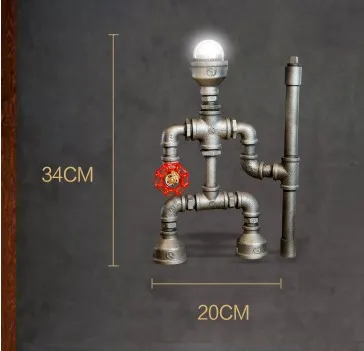 Креативный робот водопроводная Винтажная настольная лампа для спальни гостиной