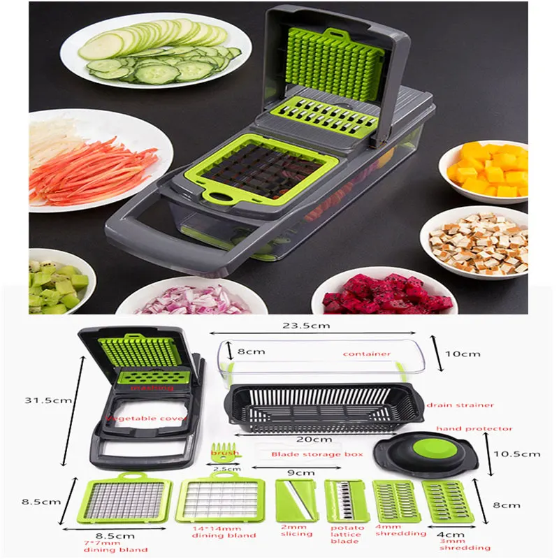 Manual Vegetable Cutter Fruit Slicer Grater Multi functional Onion Potato Cutter Food Chopper Chip Sliced Kitchen Gadget Tools - Цвет: cutter set 4