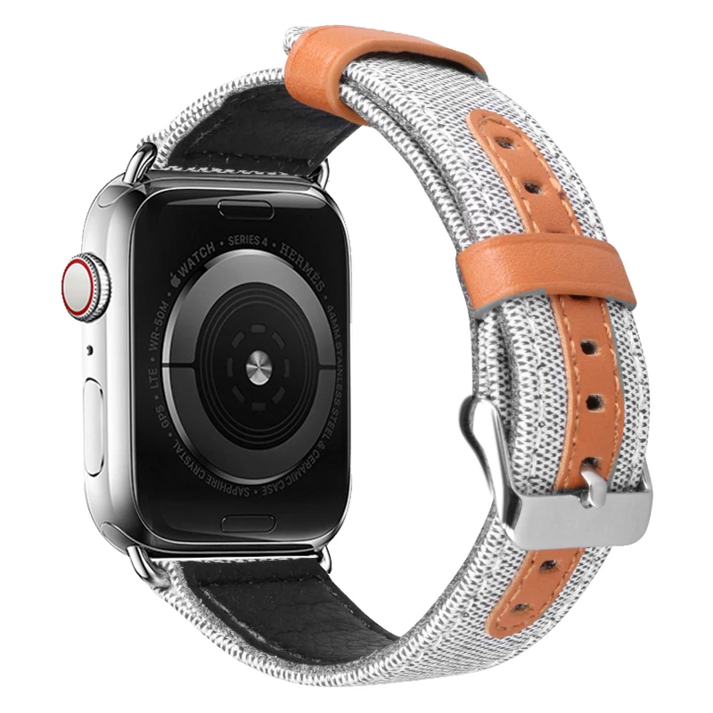 Браслет для apple watch series 4 3 2 1 Сменный ремень для iwatch холст с классической пряжкой темно-синий джинсовый