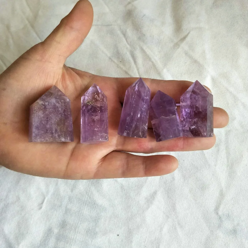 10 шт. натуральный фиолетовый аметист кварц кристалл башня обелиск развески