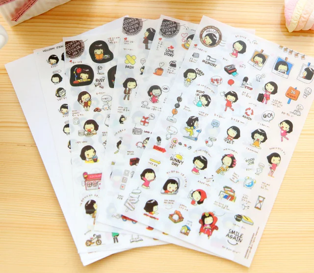 

5pcs Lovely girl pvc diy decoration sticker for album scrapbooking stationery diary sticker gift for kids