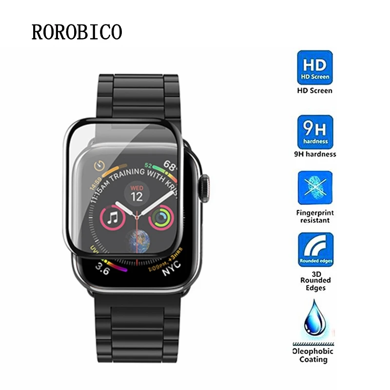 Rorobico 3D изогнутый край закаленное Стекло Защитная пленка для Apple Watch 4 3 2 1 38 мм 42 40 44