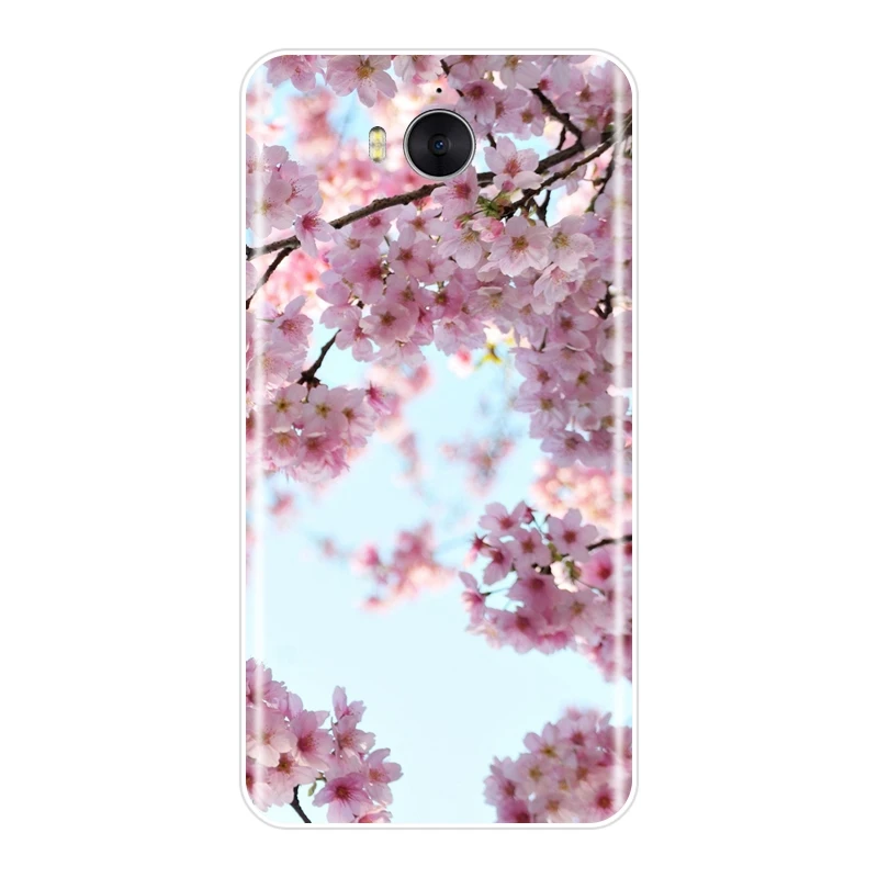 Phone Case For Huawei Y3 Y5 Y6 II Y7 Pro Soft Silicone Pink Flower Sakura Back Cover Prime 2017 2018 Y9 2019 | Мобильные телефоны и