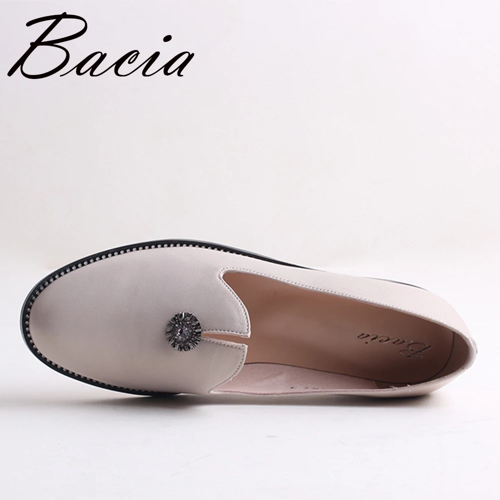 Bacia/2017 г. модные повседневные Мокасины из натуральной кожи с перфорацией женская