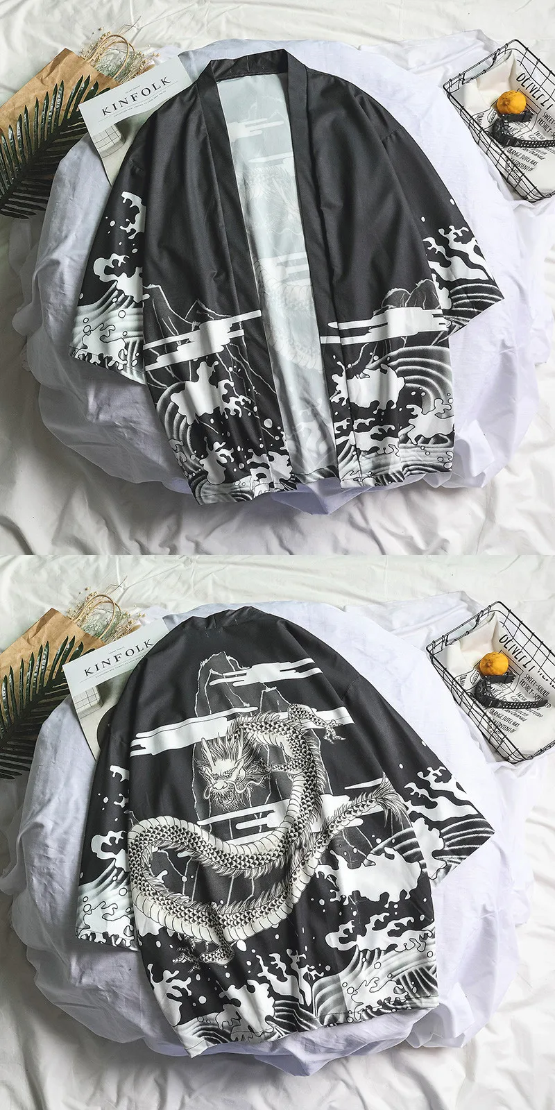 Самурайский кран японское кимоно Haori мужской женский кардиган китайский дракон Традиционная японская одежда азиатская одежда