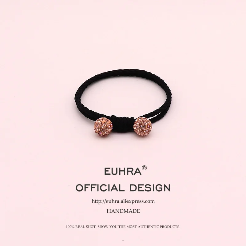 EUHRA, 4 цвета, инкрустированные Стразы, кварцевые плетеные, для женщин, эластичные резинки для волос, Детские резинки, высокая эластичность - Цвет: Color 3