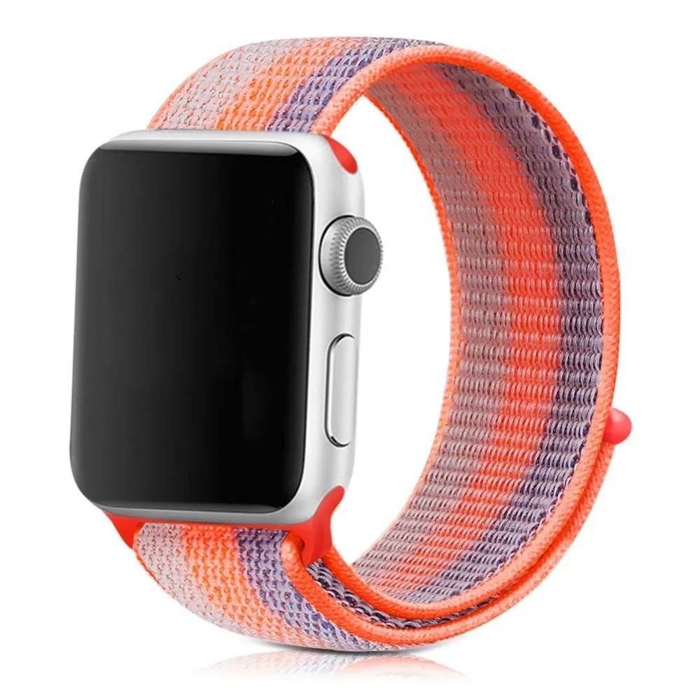 Нейлоновый спортивный бесшовный ремешок для наручных часов iwatch, 4 цвета, в полоску, легкий мягкий сплетенный ремешок для наручных часов Apple Watch 4 серии 3/2/1 38 мм 42 мм 40 мм 44 мм