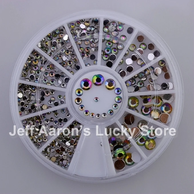 6 шт./лот разноцветные круглые блестящие стразы с плоской спинкой для ногтей